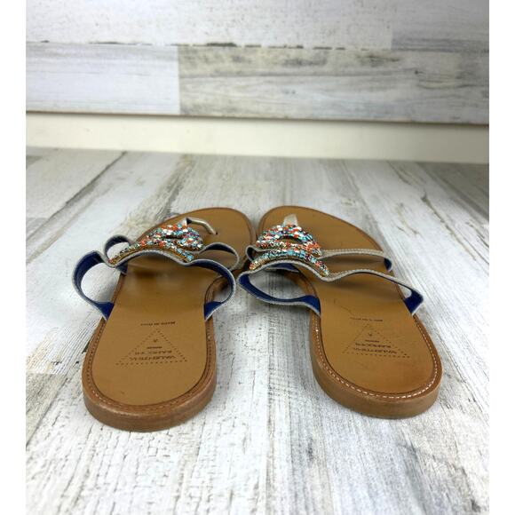 Valentina Rangoni Women’s 9.5 Multicolor Leather Beaded Designer Slip-On Sandals - Picture 5 of 8